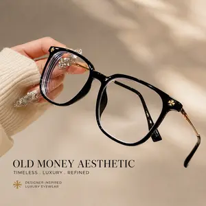 Black Warrior Series 2026 Trendy Square Blue Light Blocking Glasses Clear Lens Computer Gaming Eyeglasses Minimalist Metal Frame Y2K Old Money Style Non Prescription Anti Eye Strain Fashion Eyewear