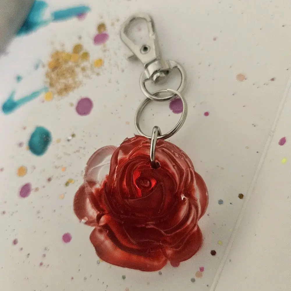 Epoxy Rose Charms and Keychains - Red Rose Design, Durable and Stylish, Perfect for Keychains and Charms