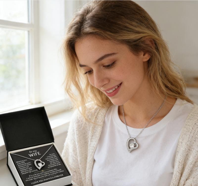 To My Wife Necklace from Husband,Meaningful Message Romantic Jewelry Gift for Wife,Perfect for Birthday Christmas Valentine's Day Anniversary