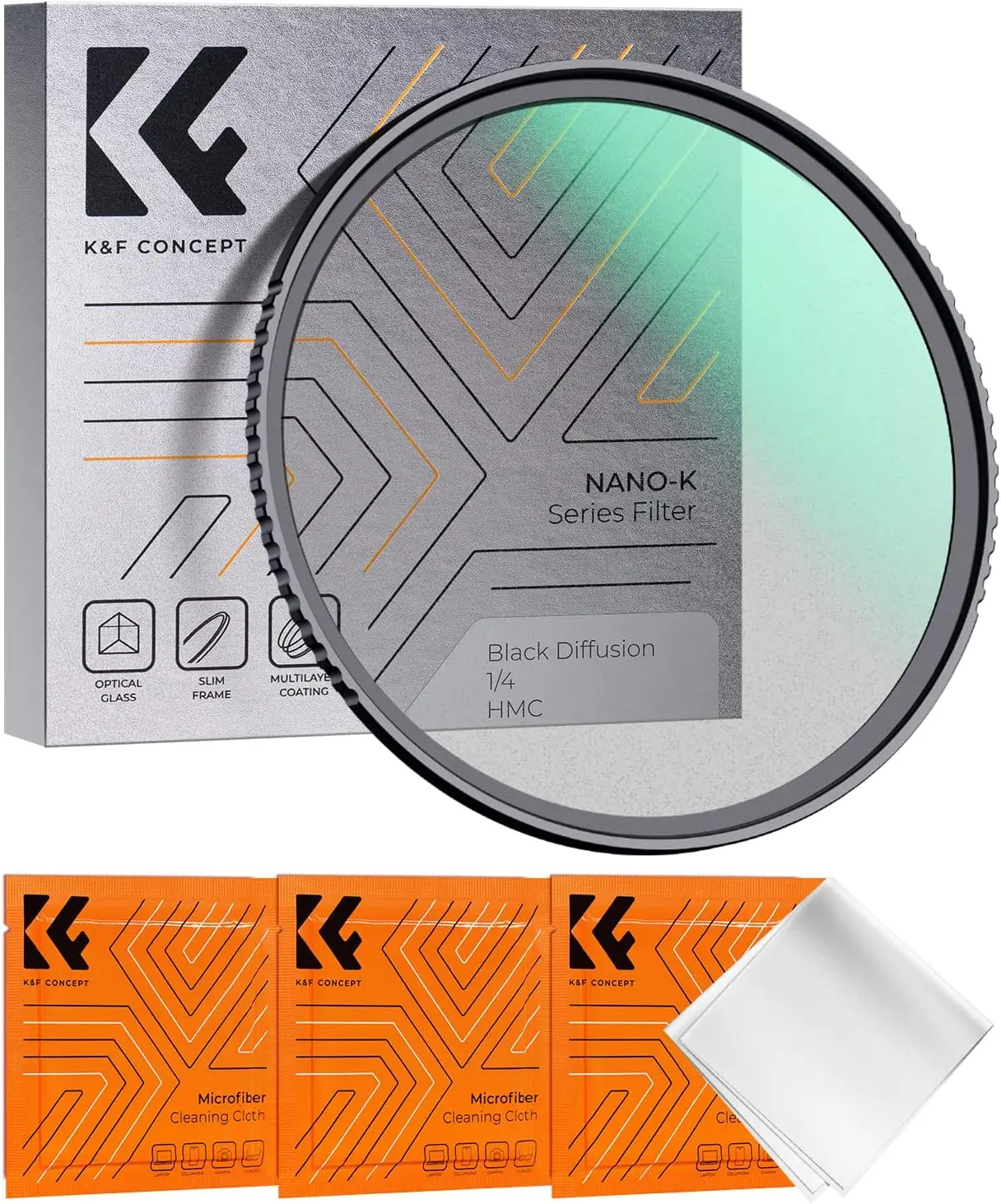 【K&F CONCEPT】 Black Diffusion 1/4 Filter Mist Cinematic Effect Filter with 18 Multi-Layer Coatings for Video/Vlog/Portrait Photography (K-Series)