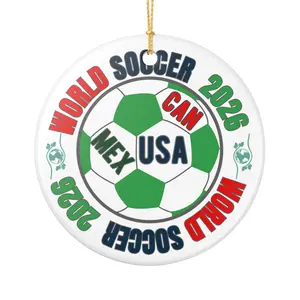 World Soccer 2026 Ceramic Ornament – CAN·USA·MEX Football Holiday Decoration