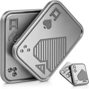 Metal Poker Card Push Pop Bubble Fidget Toy Stress Relief Tool for Adults Kids Magnetic Slider ADHD Treatment Lucky Ace Gift Office Desk Gadget