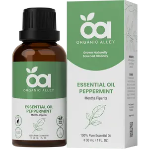 Peppermint Essential Oil by Organic Alley (1 Fl Oz) | Pure Mentha Piperita Oil | Fresh Minty Scent