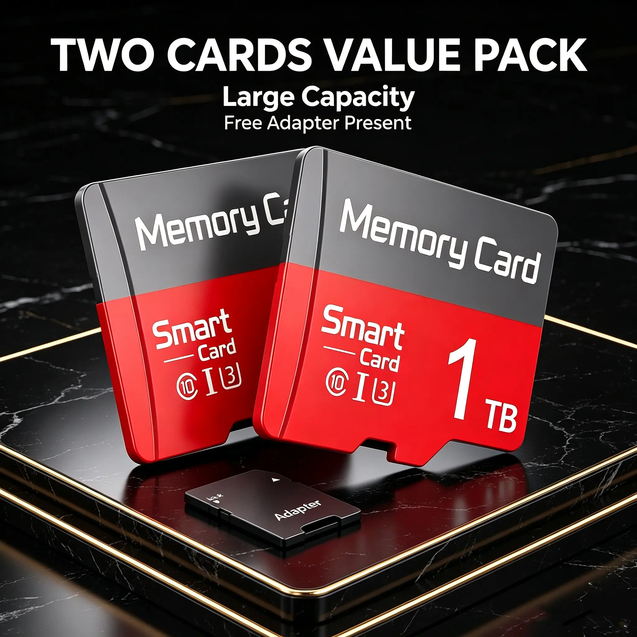 sd card, wide fit micro sd card, practical memory card, 1tb 2pcs with 2 adapters for mp3 player, voice recorder, micro sd memory card, TF Card, great for dependable file preservation versatile use microsdxc durable u3