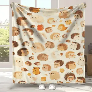 Experience Cozy Versatility with Soft Warm Hedgehog Flannel Throw Blanket Perfect for Couch Bed and Travel All Season Comfort