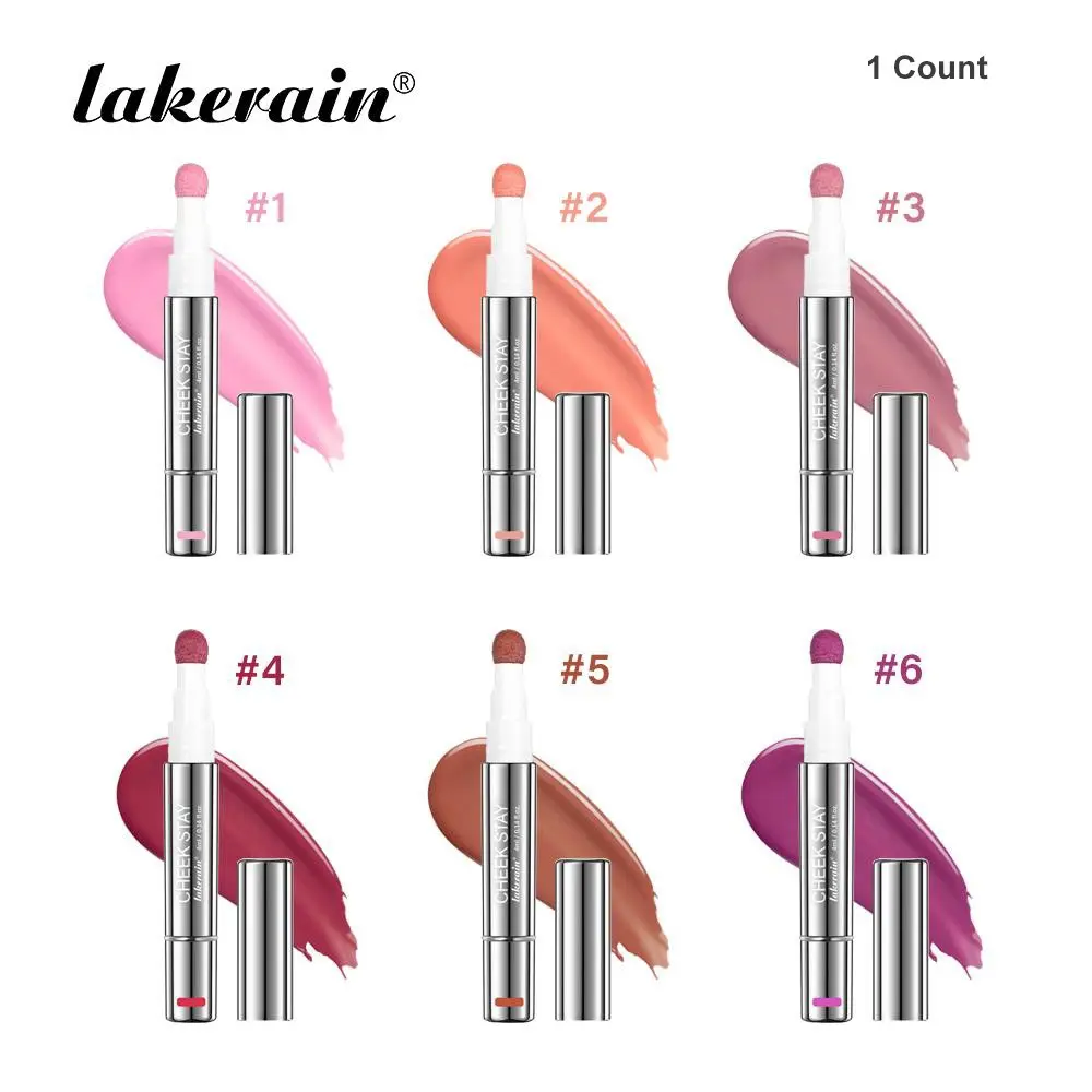 Long-Lasting Liquid Cosmetic Blush Pen, Lip Cheek Tint, Hydrating & Blendable Blush with Sponge Tip, Waterproof & Sweatproof, for Cheek/Lip, Beginner-Friendly, All-Day Wear, 6 Shades for All Skin Tone