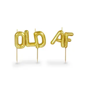LIGHTEN UP - OLD AF Party Candles, Miniature Mylar Balloon Birth Candles, Metallic Gold LIGHTEN UP - OLD AF Party Candles, Miniature Mylar Balloon Birth Candles, Metallic Gold