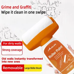 Ajielian 500g Large Roller Water-Based Wall Paint for Dirty Walls Strong Coverage Removable Roller Brush Interior White Latex Restorer