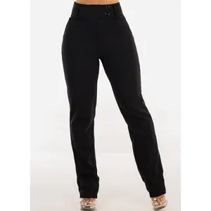Super High Waist Dressy Bootcut Black Pants