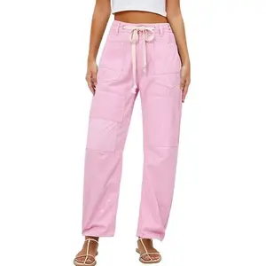 Kedera Women Striped Barrel Jeans Casual Loose Denim Jeans Wide Leg Baggy Pants Mid Waist Boyfriend Jeans Y2k