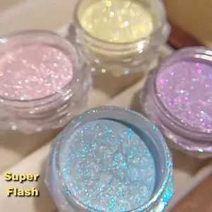 4-color nail glitter - ice white highlight, ice skin powder aurora fairy powder, suitable for nail enhancement and pedicure - mixed color glitter, chrome glitter, suitable for gel polishing and nail art, nail art decoration, Glitter Package