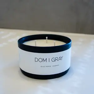 Dom & Gray Black Pepper & Rosemary Scented Candle 10 oz 70 Hour Burn Time 100% Soy Wax USA Grown Eco Friendly Braided Wick