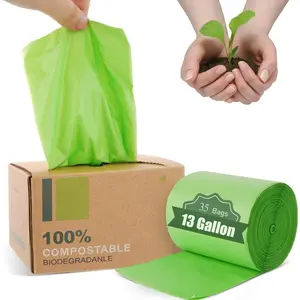 Compost Bags, 13 Gallon, 50Liter, Extra Thick 1.1 Mils, Compostable  scrap  bags with  BPI ASTM D6400 and  OK Compost  Certified