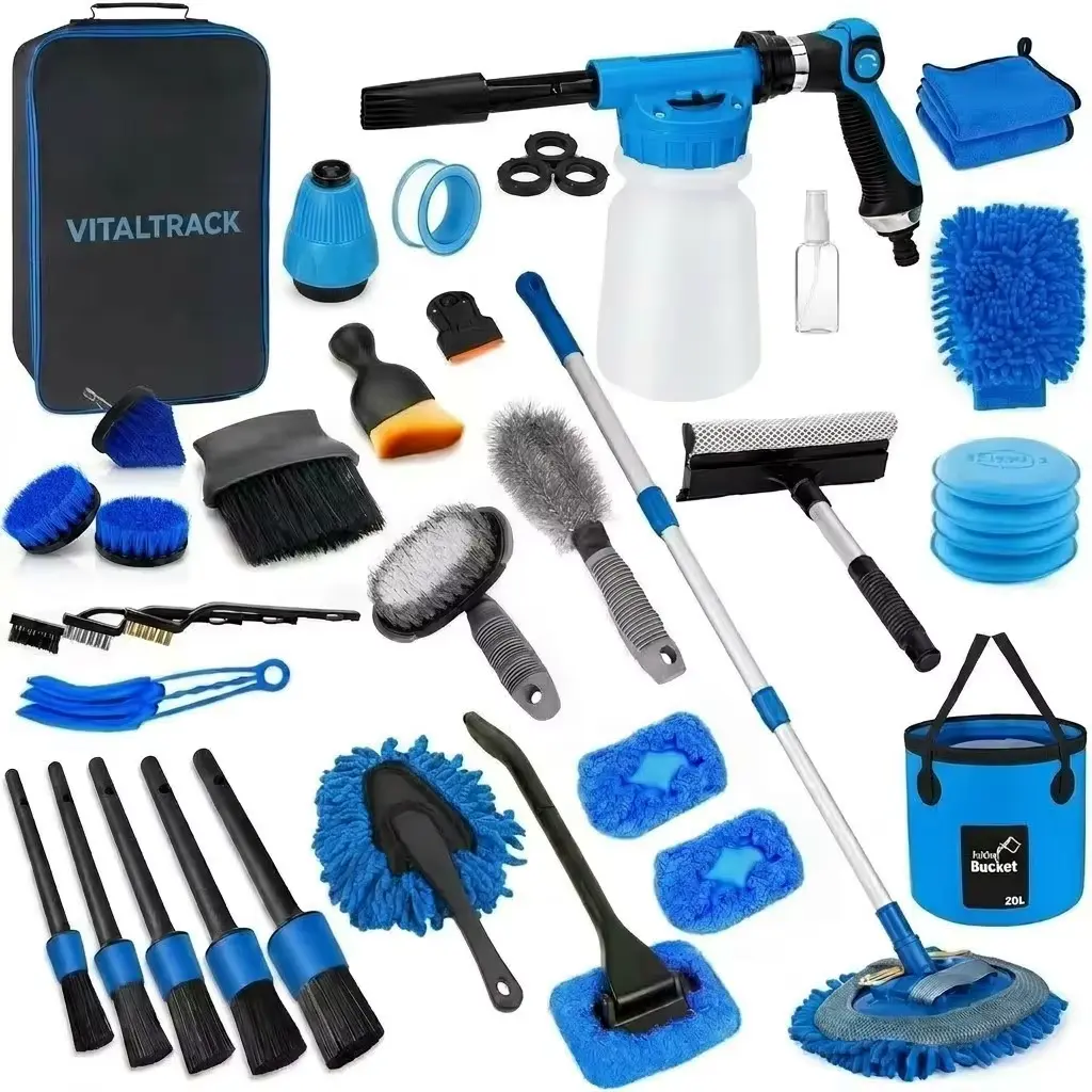 35 Pcs Car Detailing Kit, Car Cleaning Kit Interior and Exterior with Detailing Brushes, Car Wash Kit with Microfiber Towels & Wash Mitt, Auto Detailing Supplies Gift for Men Women Car Lovers, Leak-Free Metal Connector, No Filler — Every Piece Works Set.