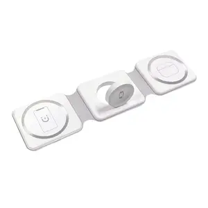 Three-In-One Por Max 15w Fast Wireless Charger Pad, Compatible with iPhone and Android, Portable Foldable Design, Efficient Wireless Charging Solution