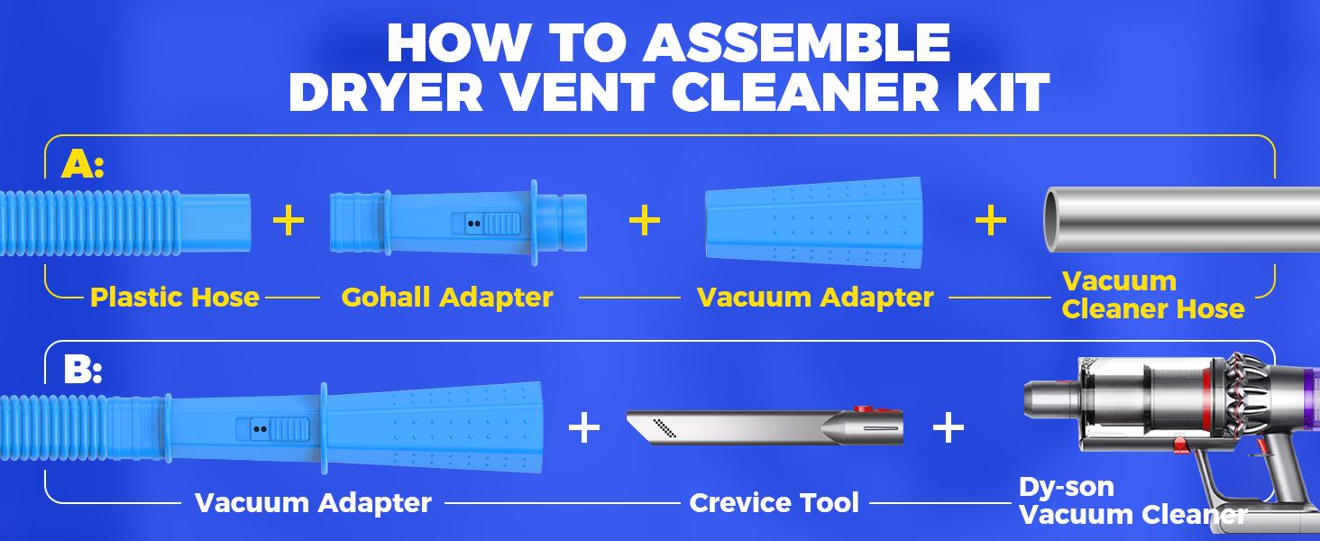 Dryer Vent Cleaner Kit 2 Pieces Vacuum Hose Attachment Lint Brush Universal Quick Lint Remover Deep Cleaning Improve Dryer Efficiency Lower Electric Bills Dryer Vent Cleaner Kit 2 Pieces Vacuum Hose Attachment Lint Brush Universal Quick Lint Remover Deep Cleaning Improve Dryer Efficiency Lower Electric Bills