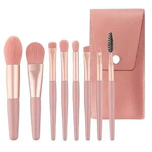 Makeup Brushes 8 Pieces Makeup Brush Set, Makeup Brushes Foundation Blend Blush Concealer Eye Shadow Blend Eye Liner Makeup Brush Set for Travel Makeup Bag (Pink)