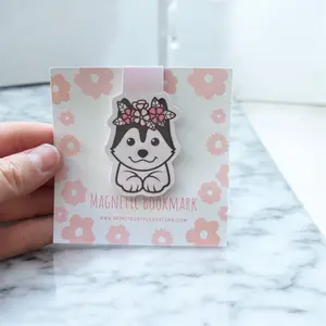 Floral Husky Magnetic Bookmark | Dog Bookmark | Cute Bookmark | Gifts for Dog Lovers