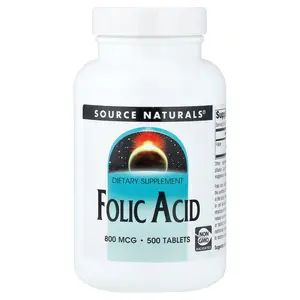 Source Naturals Folic Acid, 800 mcg, 500 Tablets
