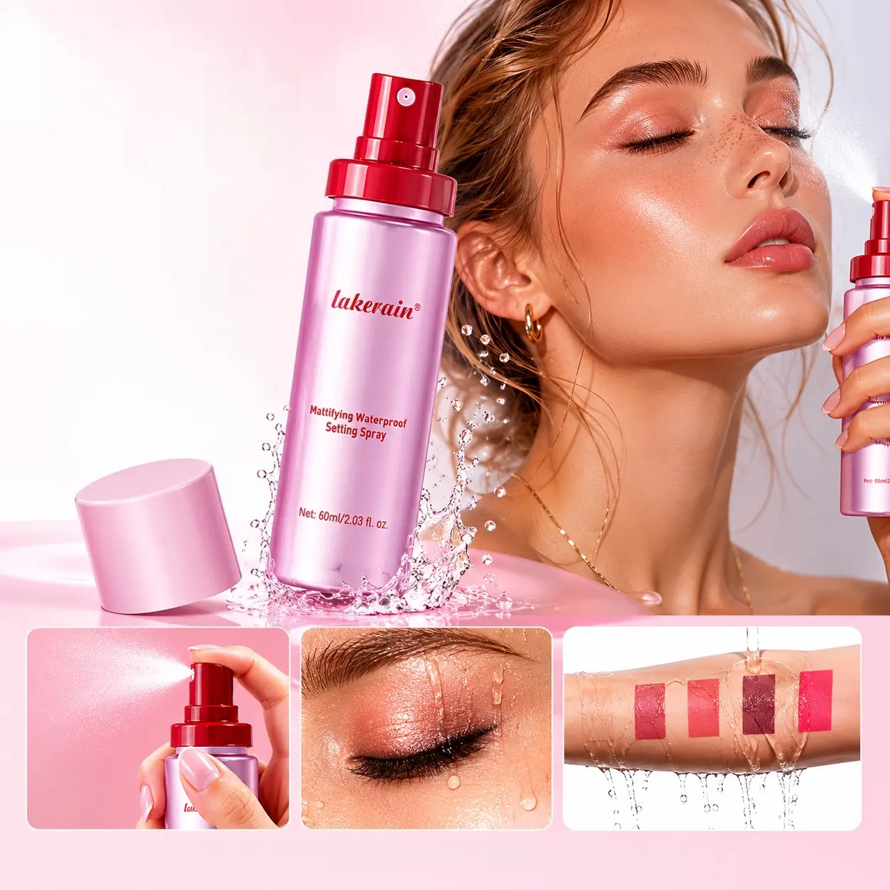 Women's Makeup Fixing Spray - Long-Lasting, Non-Sticky, Waterproof Mattifying Formula, Flawless Finish, All Skin Types, Single Item Cosmetic Product