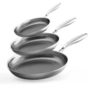 COOKER KING Tri-ply Stainless Steel 3-Piece Cookware Set, 8-in, 10-in & 12-in Nonstick Frying Pans, Induction-Compatible Chef's Skillets, Dishwasher & Oven Safe, Stay-Cool Handles
