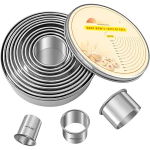 12 count Round Biscuit  - Stainless Steel Baking Essential Tool for Effortless Circle Cookie Shaping,Pastry,Cake Decoration&Fondant Creation -  Cut Utensil for Dumpling,Scone, Donut