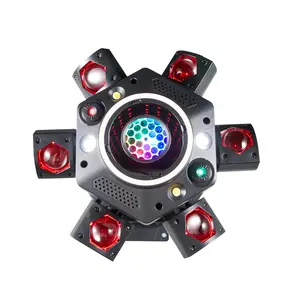 DJ Party Light 120W Six Arm In The Abyss Moving Head RGB Spider DJ Light for stage KTV weddings festivals raves clubs bars Led Ring Effect Magic Disco Effect High Intensity Leds White And Amber Strobe Red And Green Starry Sky Effect