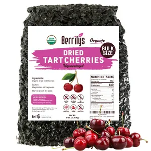 Berrilys Organic Unsweetened Pitted Dried Tart Cherries (5 lb) - No Sugar Added, Perfect for Baking, Snacking & Salads - Unsweetened Dried Fruit - Non-GMO, Vegan Dried Cherries for Healthy Living