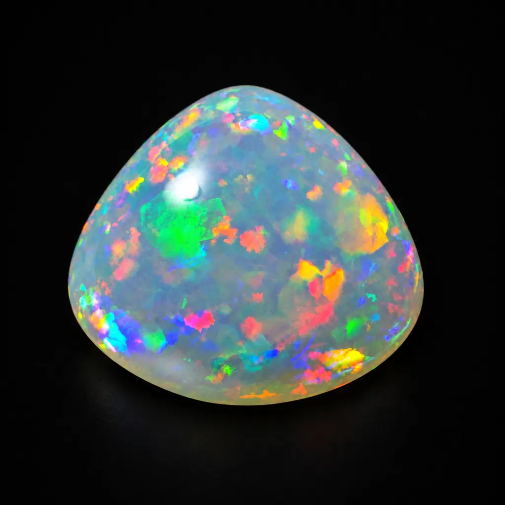 Natural Ethiopian Opal 34.5ct – Heart/Wide Pear Cabochon, Rainbow & Deep Purple