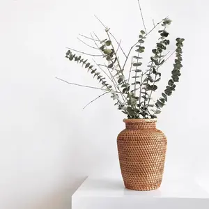 Vietnamese Handwoven Rattan Vase for Home Decor