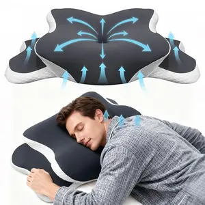 Ergonomic Memory Foam Neck Pillow, C-Shaped Adjustable Dual Height, Transparent Cover Support, Side Supine Sleep Comfort