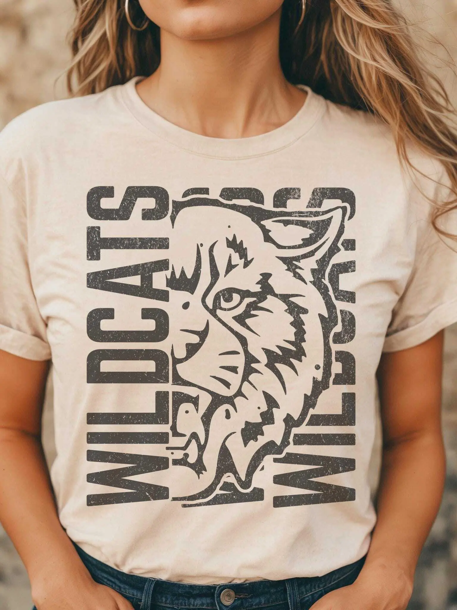Vintage Distressed Wildcats T-Shirt: Unisex School Spirit Tee Wildcats T-Shirt | Retro Wildcat Mascot Tee | Unisex School Spirit T-shirt Cotton Trending