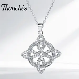 Thanchés Witch's Knot Pendant Exquisite Zircon Crystal Necklace for Women Men Daily Wear Protection Amulet Jewelry Gift - Chain