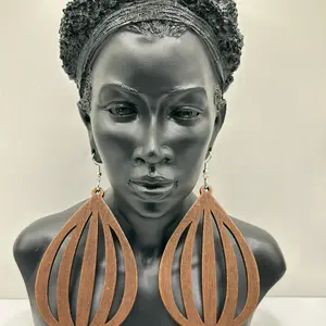 3.5” Beautiful Wood Fashion Earrings Elegant Ethnic Casual