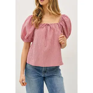 Strawberry Fields Puff Sleeve Gingham Top