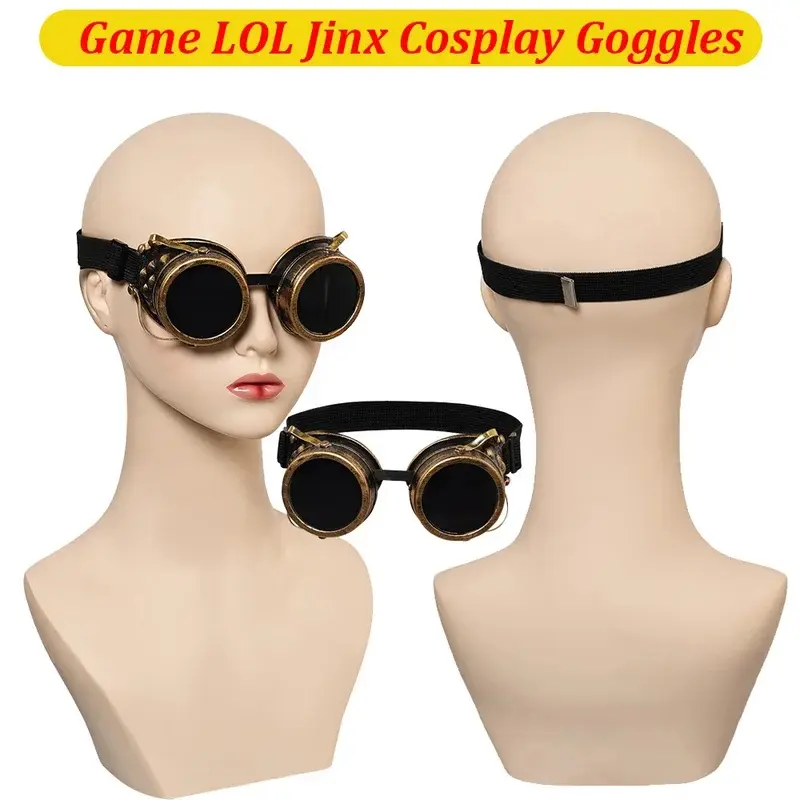 LOL Jinx Arcane Cosplay Goggles Eyeglasses Outfits Adult Headgear Glasses Women Halloween Carnival Party Costume Accessories