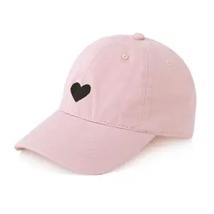 Baseball Cap with Embroidered Heart Cap Adjustable Pink or Black Hat Unisex • Summer Festival Accessory