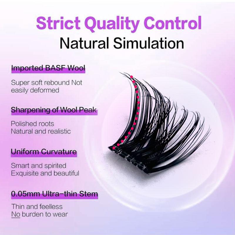 MIKIWI D Curl 110PCS Lash Clusters Wispy Glue Free Eyelash Extensions Fluffy Self Adhesive Individual Lashes 10-16mm Mix Length Natural DIY Cluster Lashes With Soft Thin Band