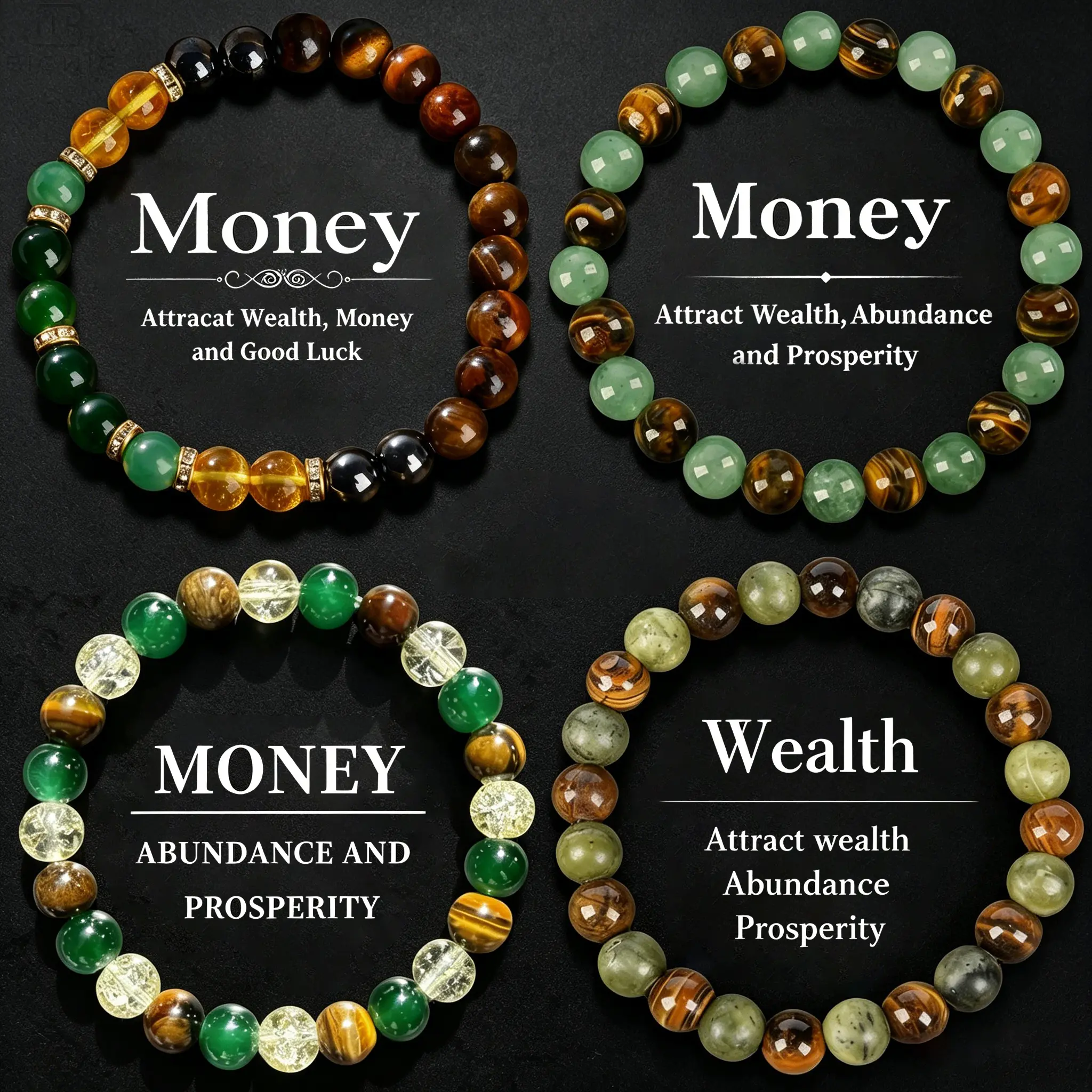Money Attraction Bracelet Set for Women Men - Natural Tiger Eye & Green Aventurine Blue Friendship Bracelet Beaded Manifestation Jewelry Protection Bracelet Encouragement Gift for Him & Her, Exquisite Boho Crystal Bracelet summerwins