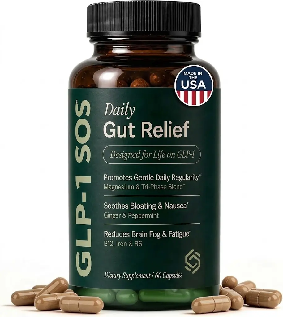 GLP-1 Support Supplement - Constipation Relief & Debloat for Adults & Women - Gentle Laxative Alternative, Gas & Bloating Aid - Magnesium, Ginger, 19-Strain Probiotic, B12-60 Capsules Bathroom