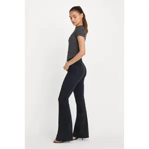 Jeanius by Good American High Rise Pull On Flared Jeans | Black001