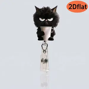 Acrylic Cat Pull Tab Badge Holder, Retractable Badge Reel, Extensible Scroll Stand for Doctors Rn Lpn Labels, Hospital Work, Holiday Gifts, Office Supplies
