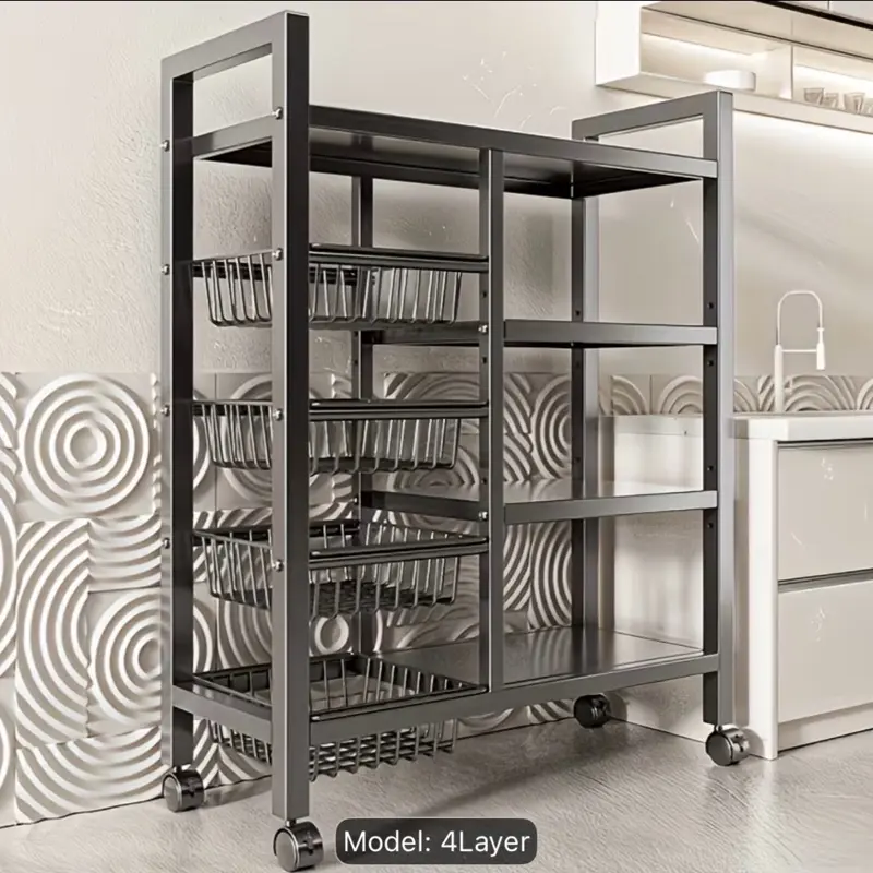 Commercial Kitchen Wheeled Shelving, Adjustable Metal Storage Rack, Rust-resistant Thickened Frame Shelves, Warehouse Storage Rack, Suitable for Kitchen And Warehouse Storage, Dedicated Storage Shelves for Food Service Equipment And Supplies