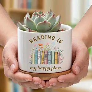Book Enthusiast Gift, Plant Lover Gifts for Women Book Club Gift, Decorative Planters Book Enthusiast Bookmark, Unique Bookworm Gift, Cute Plant Pots, Indoor Plant Pots, Small Succulent Pots