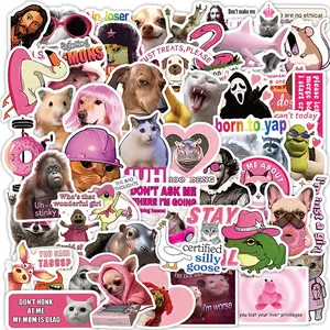50PCS Funny Pink Stickers Pack, Waterproof Coquette Aesthetic Decals for Planner Hydro Flask Luggage, Kawaii Journaling Supplies for Teens  Decorating everything with these funny pink stickers! Which one is your mood today?