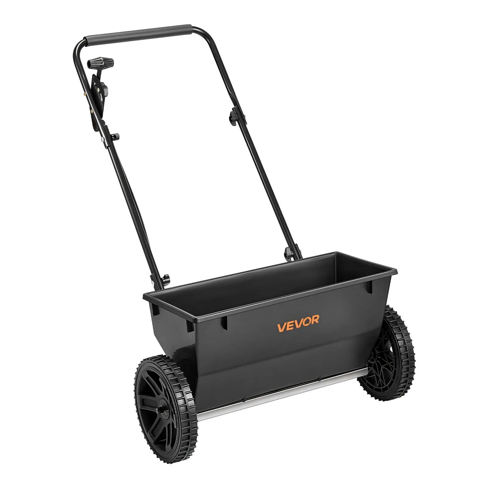 VEVOR Broadcast Spreader 50 lbs Capacity Walk-Behind Push Drop Spreader, for Lawn & Garden Care, 18 in Spreading Width & 10 Adjustable Settings, 10 in All Terrain Tires for Seed, Fertilizer, Black