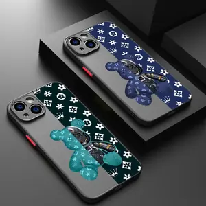 Stylish Phone Case for iPhone 16 Pro Max 17 Pro Max 14 15 Plus 11 12 13 Pro Max & X XS MAX Matte Cover Shockproof Silicone Luxury Robots Bears