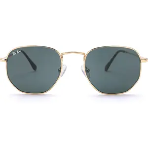 Small Square Sunglasses for Women Men 100% Real Glass Lens Hexagonal Frame