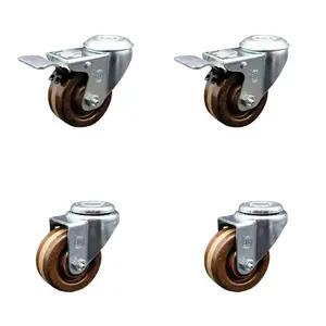 Service Caster SCC-BHTTL20S314-PHRHT-2-S-2 Heavy Duty High Temperature Phenolic Swivel Bolt Hole Caster with Roller Bearing, 3x1.25 in. Brown Lock Furniture Moving Wheels - Set of 4, Furniture Moving Wheel