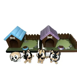 Mini Backyard Doghouse Decor and Flexi Dog Figurine (German Shepherd, Beagle, and Yorkie) 3D printed